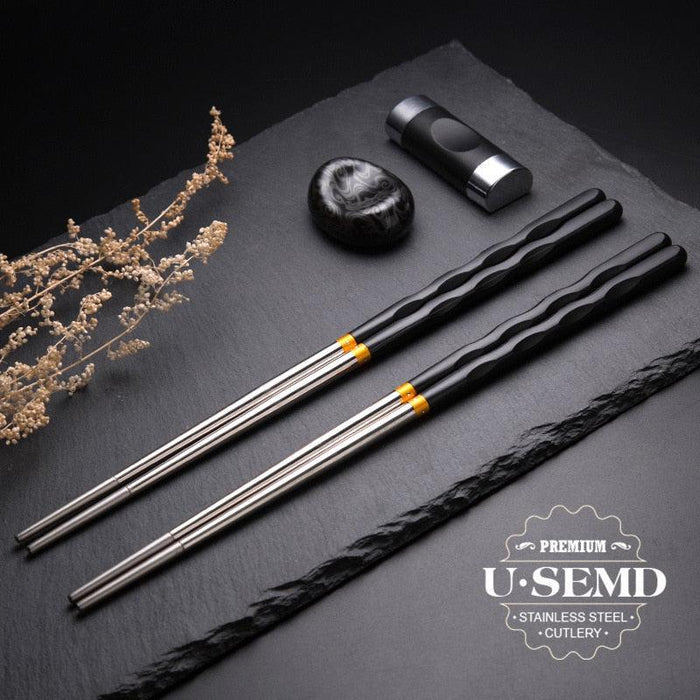 1pair 304 Household Non-Slip Stainless Steel Chopsticks Non-Deformation Chopsticks Alloy Chopsticks korean chopsticks - Très Elite