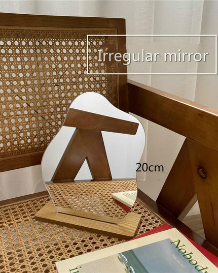 Modern Acrylic Vanity Mirror Set with Stylish Wooden Stand