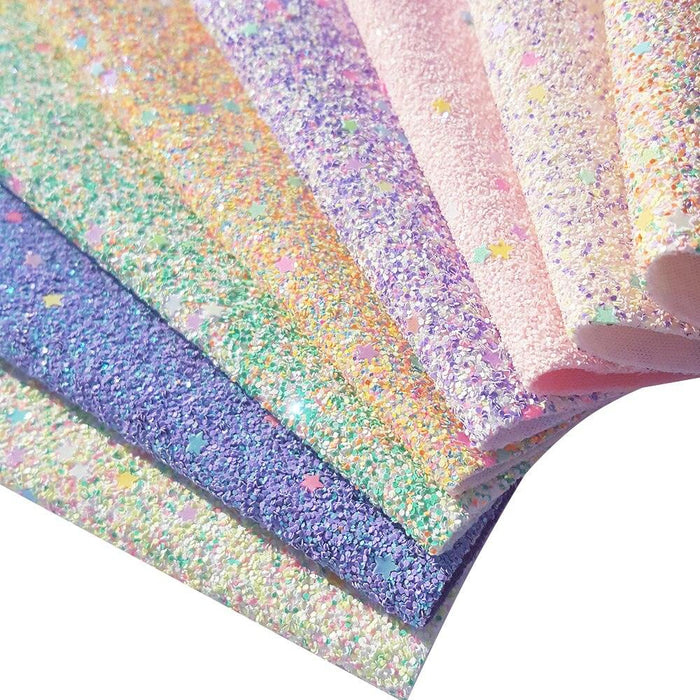 Sparkling Chunky Glitter Faux Leather Sheets - Ideal for DIY Crafting