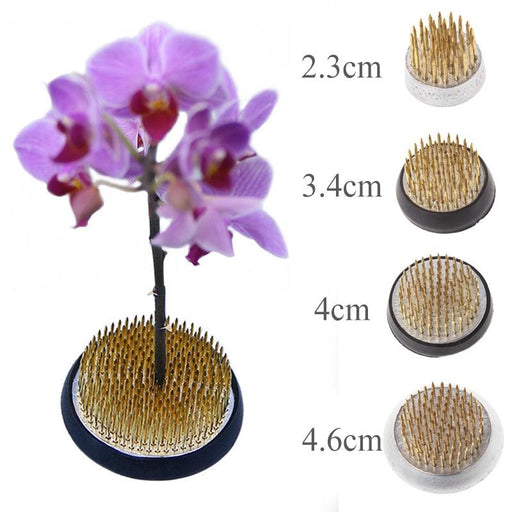 Elegant Ikebana Brass Flower Arranging Tool with Protective Rubber Base Holder