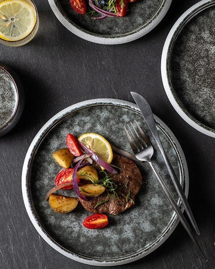Elegant Ice Cracked Glaze Ceramic Plate Collection – Perfect for Luxurious Dining Experiences