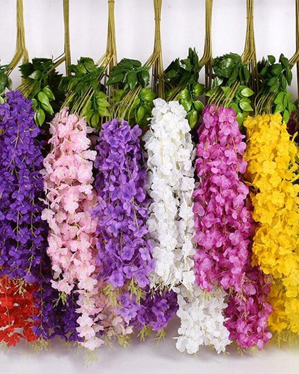 45-Inch Elegant Silk Wisteria Flower Set - Pack of 12 for Exquisite Home and Event Decoration