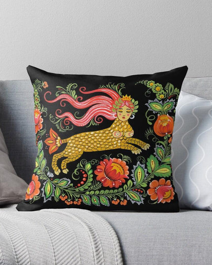 Whimsical Linen Animal Pillow Cover with Playful Cartoon Design