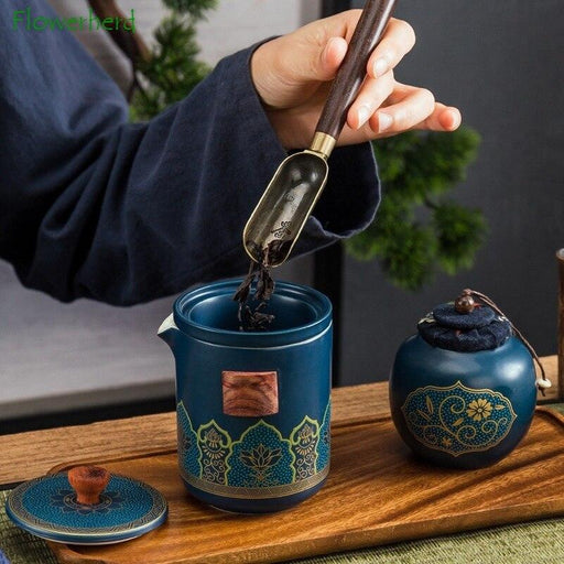 Exquisite Kung Fu Tea Set With Elegant Ceramic Porcelain | Ideal for Outdoor Teaware Collection