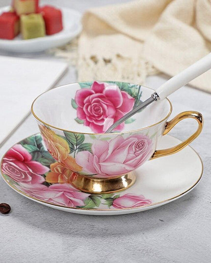 Charming YeFine Bone China Tea Cup & Saucer Set - Whimsical On-Glazed Design