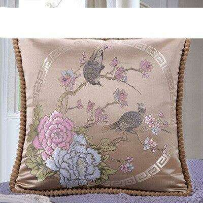 Elegant Handmade Beaded Jacquard Pillow Cover - Stylish Home Decor Accent 48x48cm