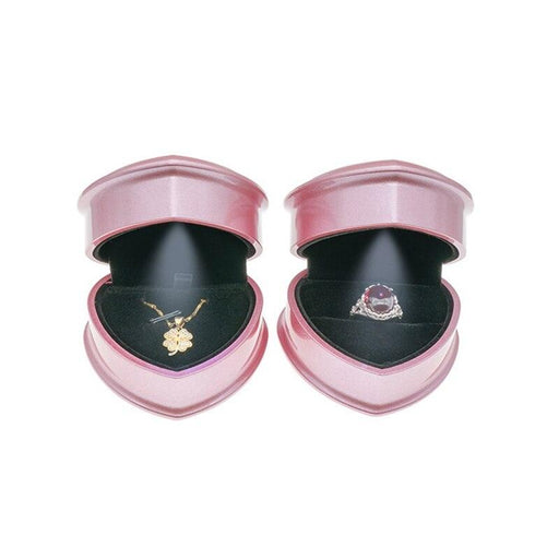 Heart-Shaped LED Wedding Jewelry Box - Elegant Storage for Rings and Earrings