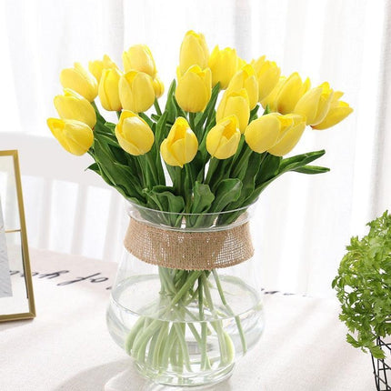 31-Piece Lifelike Real Touch Tulip Arrangement for Weddings and Home Decoration