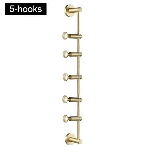 Brass Coat Hooks with Adjustable Hooks - Stylish Wall Mount Hook Rack
