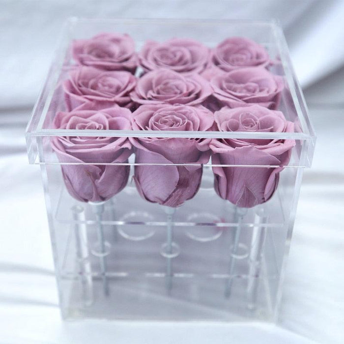 Timeless Romance Preserved Rose Display in Elegant Acrylic Vase