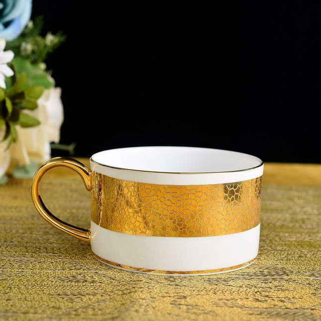 Luxurious Gold-Embellished Fine Bone China Coffee Cup and Saucer Set for Indulgent Moments