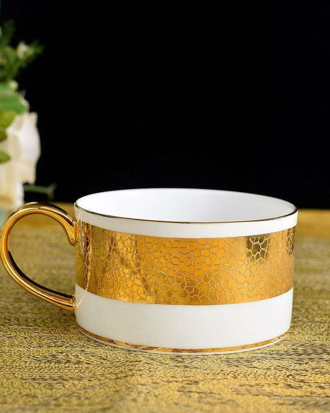 Luxurious Gold-Embellished Fine Bone China Coffee Cup and Saucer Set for Indulgent Moments
