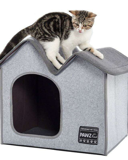 Cozy Dual-Chamber Winter Pet Retreat with Reversible Cushion - Choose from 2 Stylish Colors