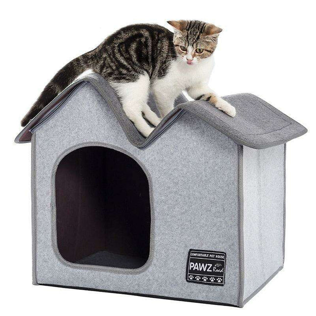 Cozy Dual-Chamber Winter Pet Retreat with Reversible Cushion - Choose from 2 Stylish Colors