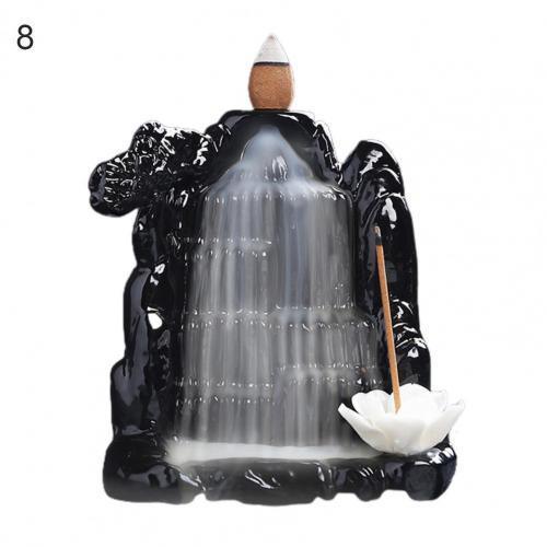 Serene Waterfall Ceramic Incense Burner with Smoke Cascade Design