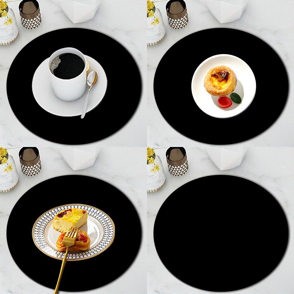 Placemat Coaster Kitchen Tableware Pad Initial Letter Series Table Mat Heat Resistant Round Drink Mat-0-Très Elite-Letter A-Très Elite