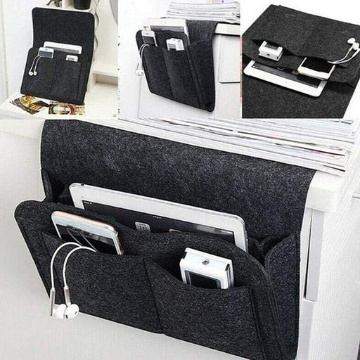 Bedside Storage Caddy Organizer with Remote Control Holder Bag and Anti-Slip Design