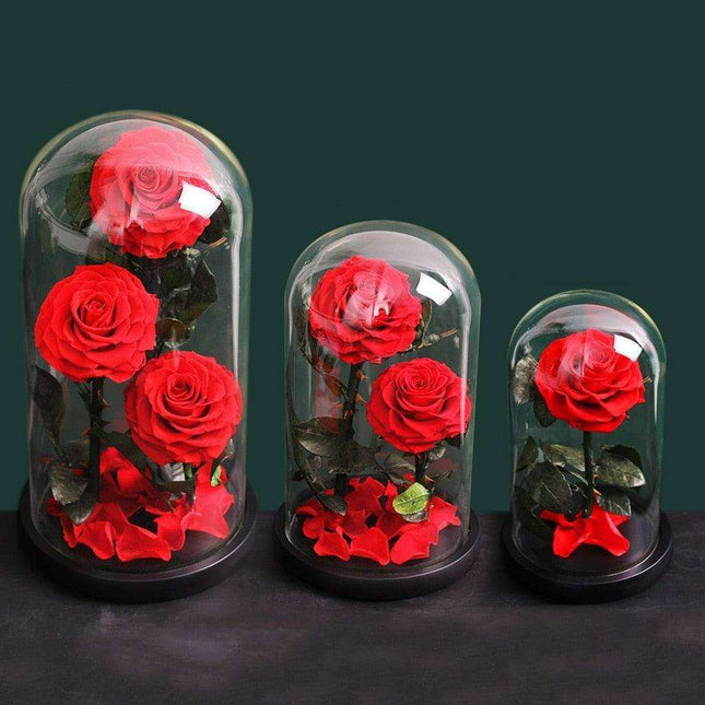 Eternal Enchantment: Exquisite Preserved Rose in Glass Dome Display