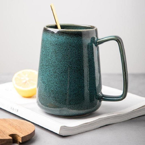 European Vintage Ceramic Mug Set with Spoon - 700ml Capacity for Hot Beverages