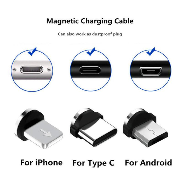 Magnetic Fast Charger with Universal Plug Compatibility for iPhone and Android - Enhanced Charging Experience with Multi-Plug Support