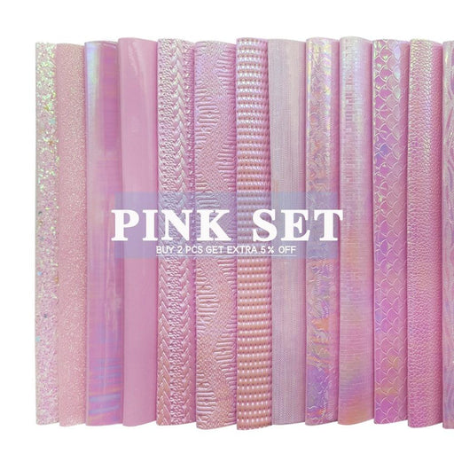 Sparkling Pink Glitter Leather Crafting Kit - Luxe Snake Textured Set