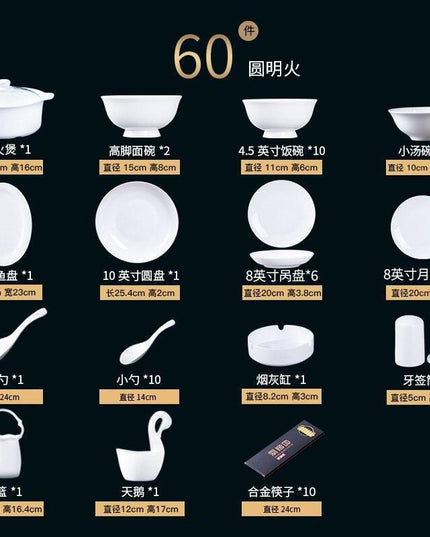 Exquisite 60-Piece Handcrafted Asian Ceramics Dining Set