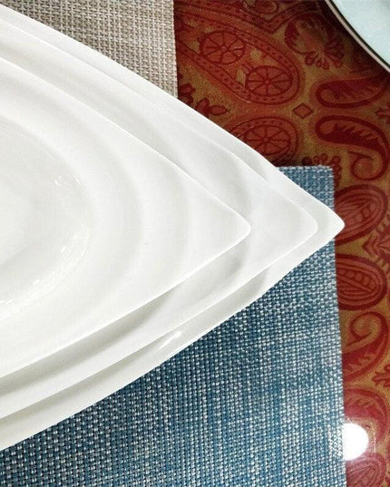 Sleek Rhombus Wave Ceramic Plate Set for an Upscale Dining Experience