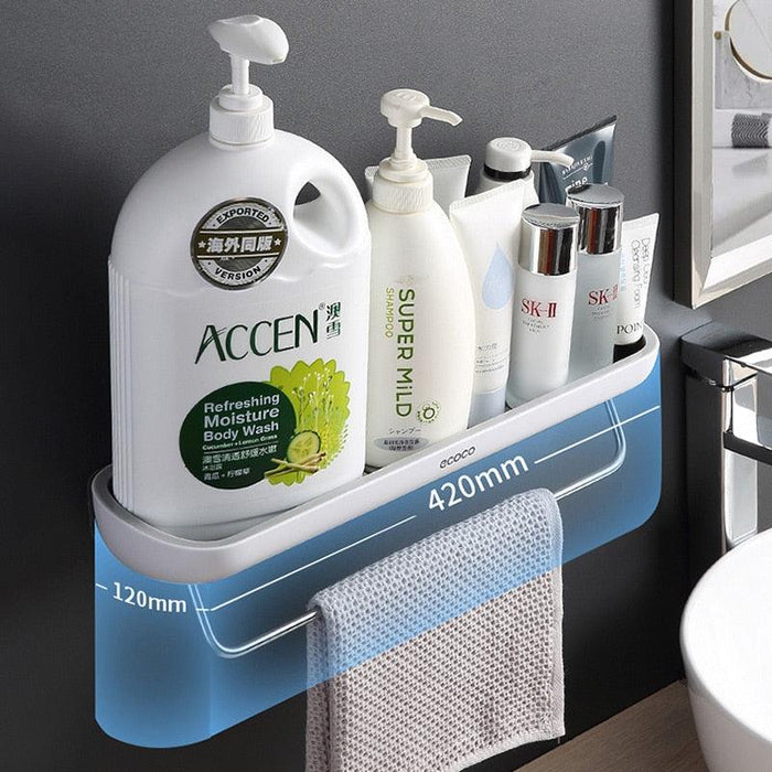 Punch-Free Bathroom Organizer Shelf | Shampoo Shower Storage Rack | Bath Kitchen Towel Holder | Household Items Bathroom Accessories - Très Elite