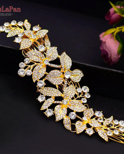 Glamorous Indian Bridal Rhinestone Tiara and Floral Hairpiece Collection for Wedding Splendor