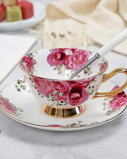 Charming YeFine Bone China Tea Cup & Saucer Set - Whimsical On-Glazed Design