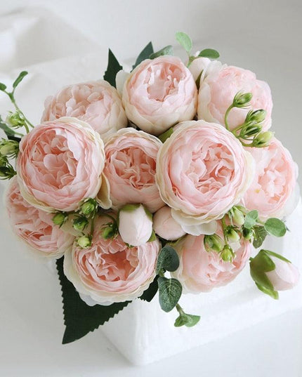 Lifelike Faux Peony Bouquet - 30cm, 7 Vibrant Colors