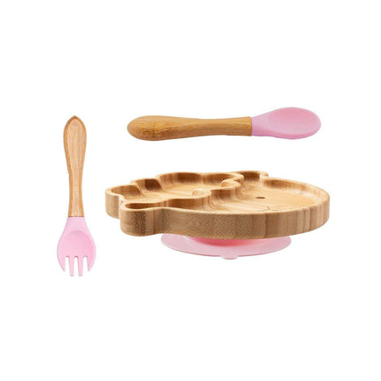 Sheepishly Elegant Bamboo Baby Feeding Bowl Set with Silicone Suction Cup