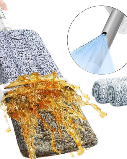 Revolutionary Stainless Steel 2in1 Mop System with Built-in Spray and Hands-Free Scraper