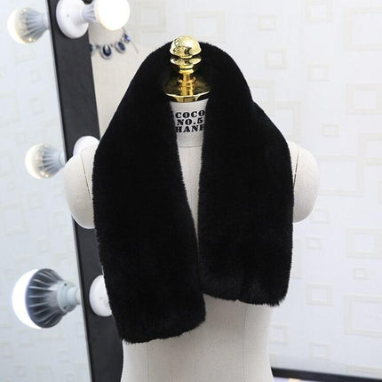 Exquisite Rex Rabbit Fur and Leather Korean Winter Wrap