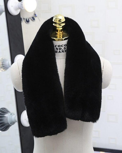 Exquisite Rex Rabbit Fur and Leather Korean Winter Wrap
