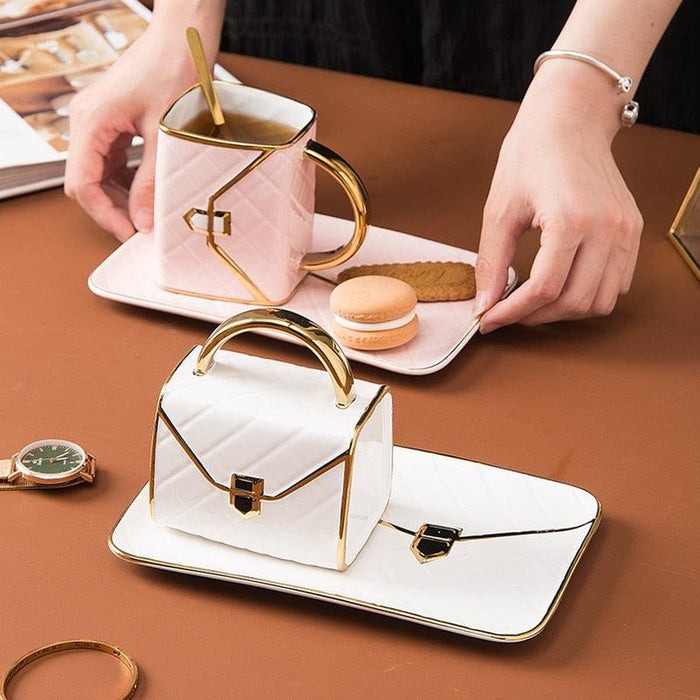 Chic Lady's Handbag-Inspired Coffee Cup Set - Perfect Gift for Birthdays and Holiday Celebrations!