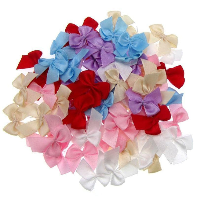 Chic Satin Ribbon Bow Set - 50 Mini Bows for Elegant DIY Creations