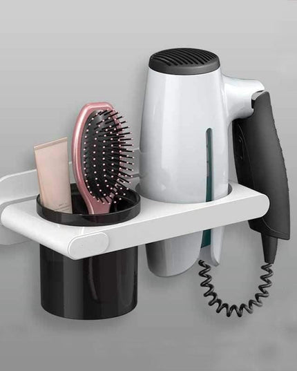 Wall-Mounted Hair Dryer Storage Shelf with No-Drill Installation