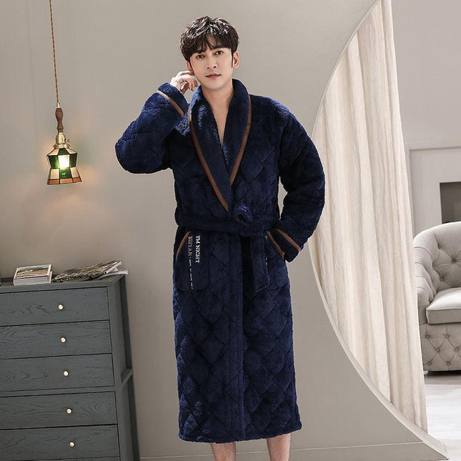 Ultimate Comfort Men's Quilted Coral Fleece Winter Bathrobe