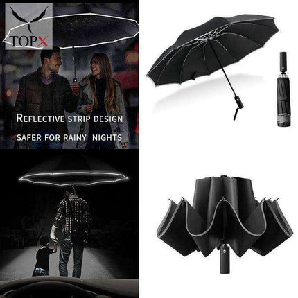 Stylish 10-Rib Compact Automatic Umbrella - Resilient and Trendy