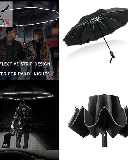Stylish 10-Rib Compact Automatic Umbrella - Resilient and Trendy