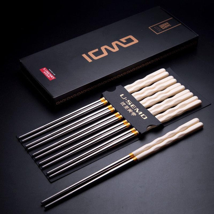 1pair 304 Household Non-Slip Stainless Steel Chopsticks Non-Deformation Chopsticks Alloy Chopsticks korean chopsticks - Très Elite