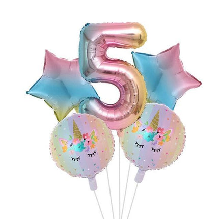 Enchanted Unicorn Number Balloon Set for Joyful 1-4 Year Celebrations