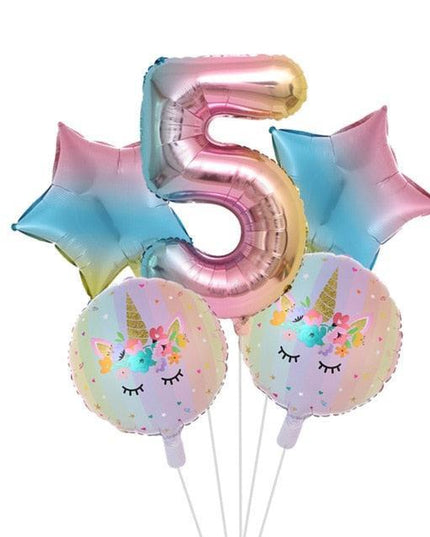 Enchanted Unicorn Number Balloon Set for Joyful 1-4 Year Celebrations