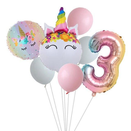 Enchanted Unicorn Number Balloon Set for Joyful 1-4 Year Celebrations