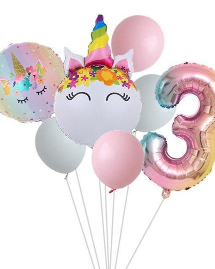 Enchanted Unicorn Number Balloon Set for Joyful 1-4 Year Celebrations