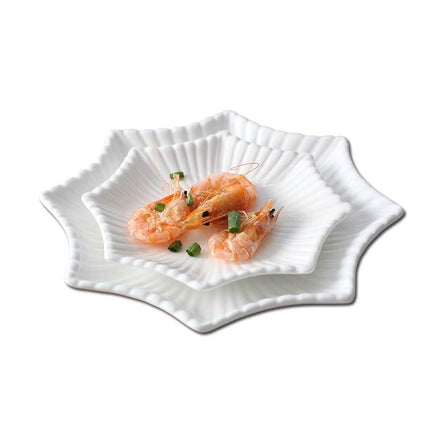 Elegant Set of 4 Octagonal White Ceramic Serving Bowls