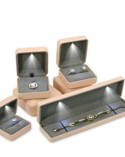 Illuminated Plush Jewelry Display Case with LED Lighting for Elegant Showcasing