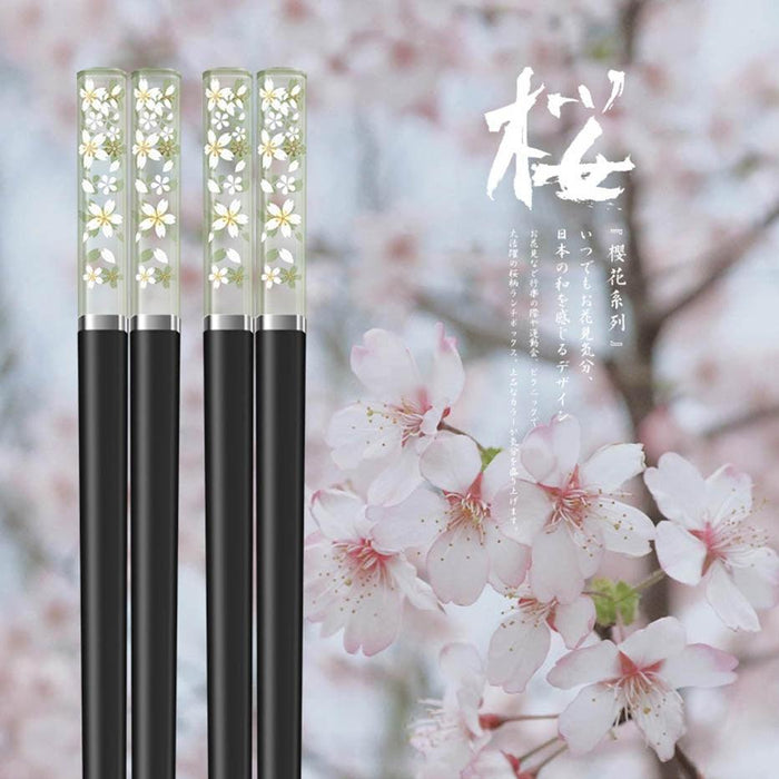 Elegant Amber Sakura Blossom Japanese Chopsticks with Antimicrobial Protection