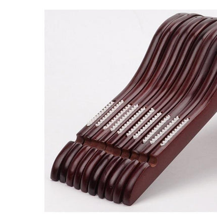 Elegant Wardrobe Enhancement: 10-Piece Premium Solid Wood Hanger Set
